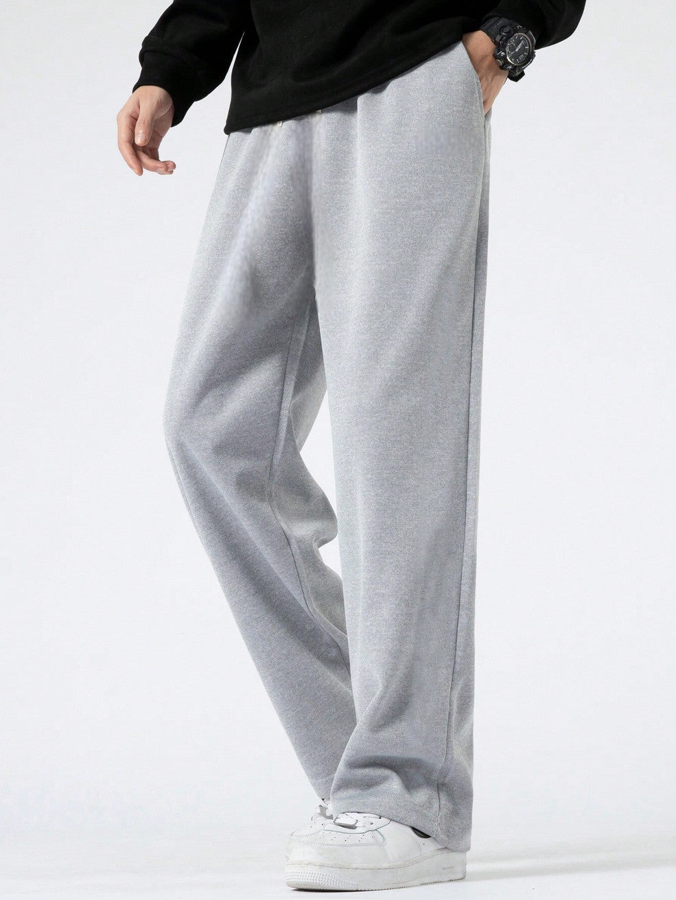 Dockstreet Men Striped Grey Track Pants