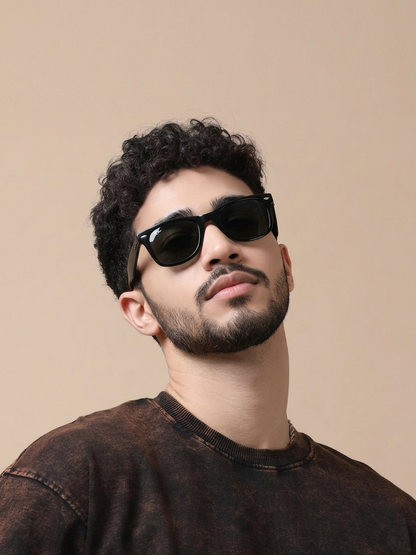 Ombre Crew Neck Pure Cotton Black T-Shirt