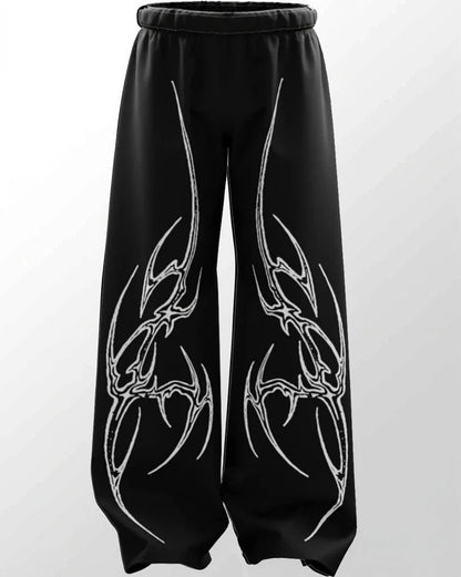 Men Printed Black Track Pants