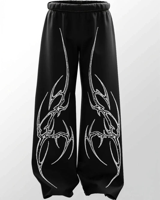 Men Printed Black Track Pants