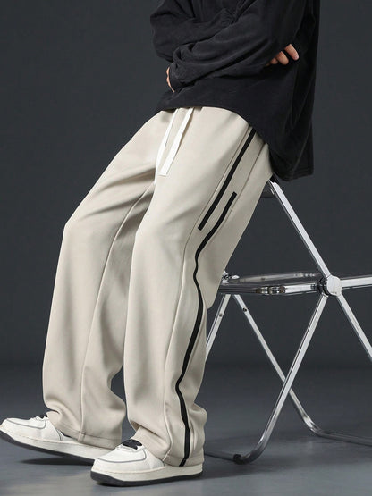 Men Colorblock Beige Track Pants