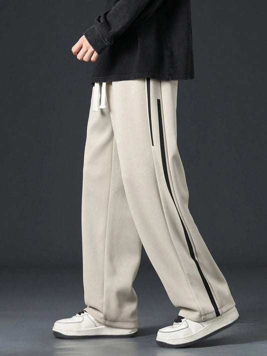 Men Colorblock Beige Track Pants